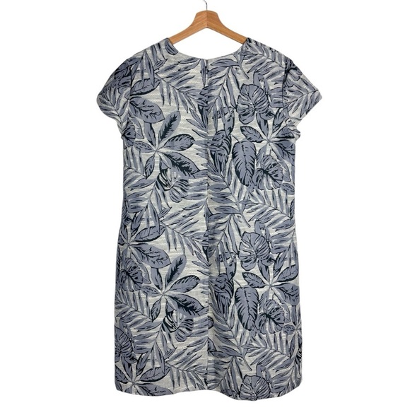 J. MCLAUGHLIN FRANCINE INDIGO LEAFLET SLATE BLUE CAP SLEEVE SHEATH DRESS - Picture 4 of 14